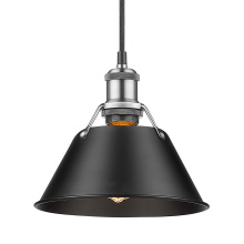Golden 3306-S PW-BLK - Yep by Golden Lighting Orwell 1-light 8in Pendant in Pewter and Matte Black shade